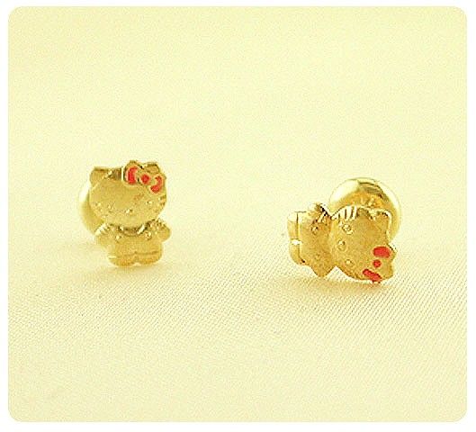 Brinco Hello Kitty folheado a ouro 18k